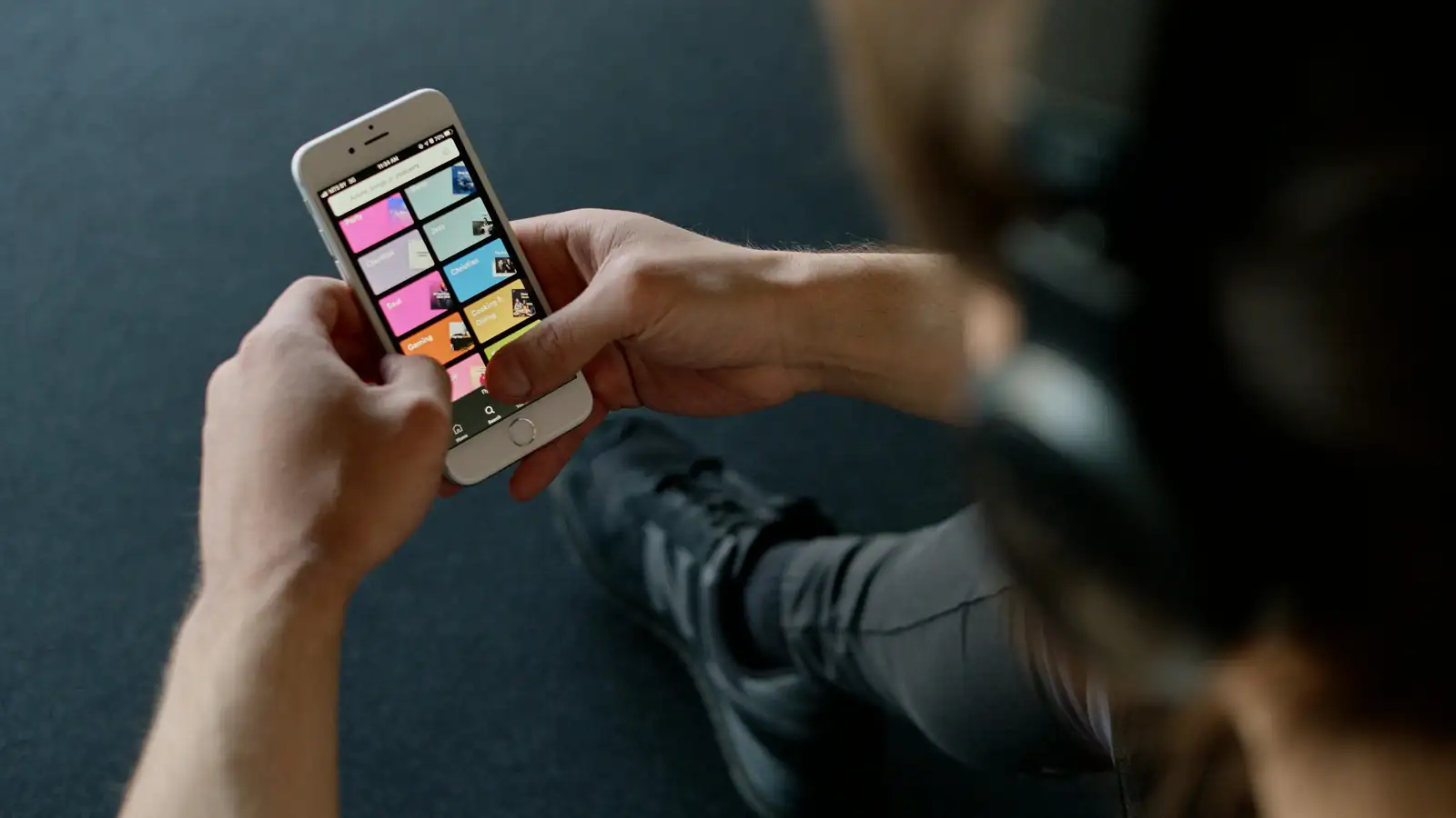 Browsing a fitness app on a smartphone